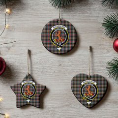 Sutherland Weathered Tartan Crest Christmas Ceramic Ornament