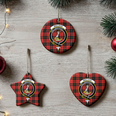 Wallace Weathered Tartan Crest Christmas Ceramic Ornament