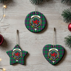 Young Modern Tartan Crest Christmas Ceramic Ornament
