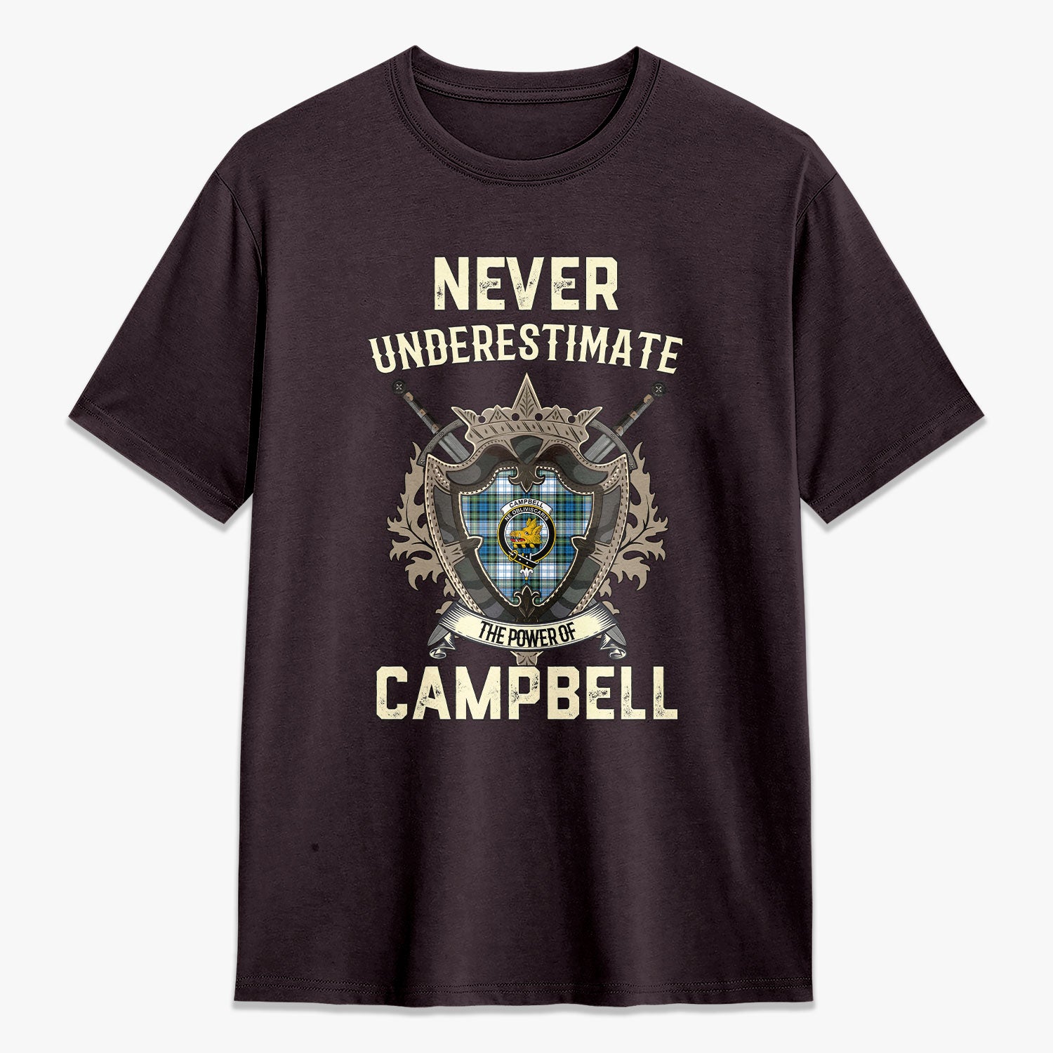 Campbell Dress Ancient Tartan Crest 2D T-shirt - Never Underestimate Style
