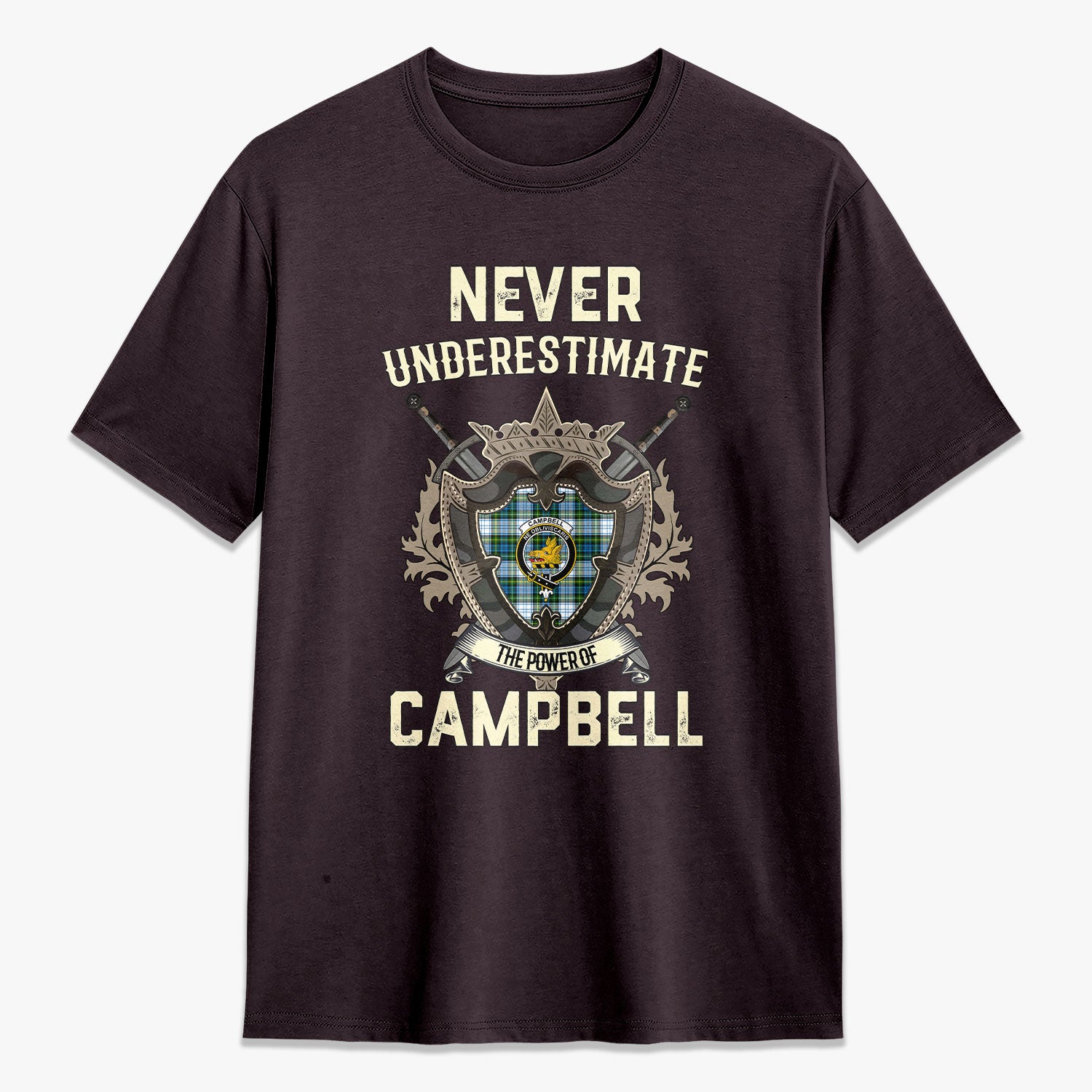 Campbell Dress Tartan Crest 2D T-shirt - Never Underestimate Style