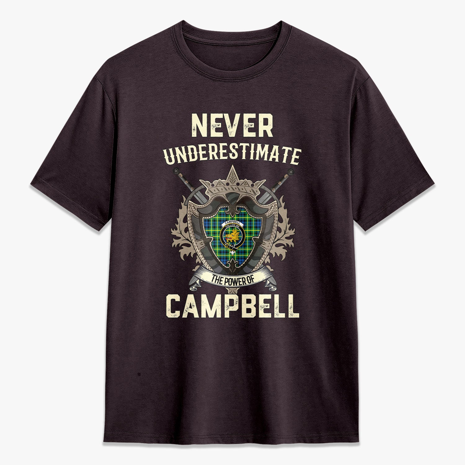 Campbell of Breadalbane Ancient Tartan Crest 2D T-shirt - Never Underestimate Style