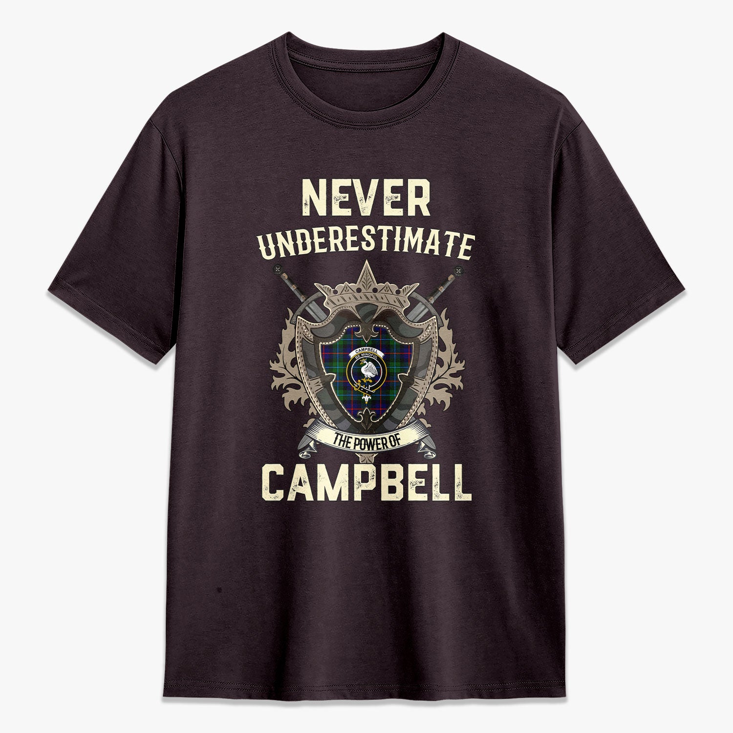Campbell of Cawdor Modern Tartan Crest 2D T-shirt - Never Underestimate Style