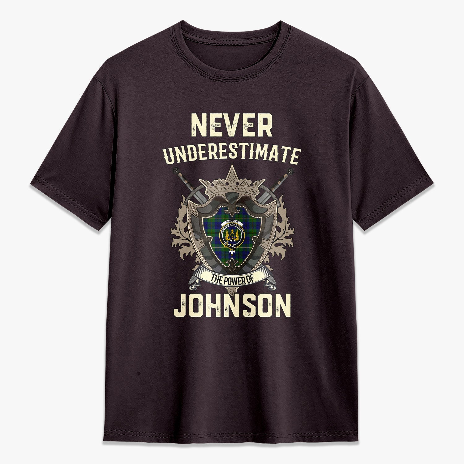 Johnson Modern Tartan Crest 2D T-shirt - Never Underestimate Style