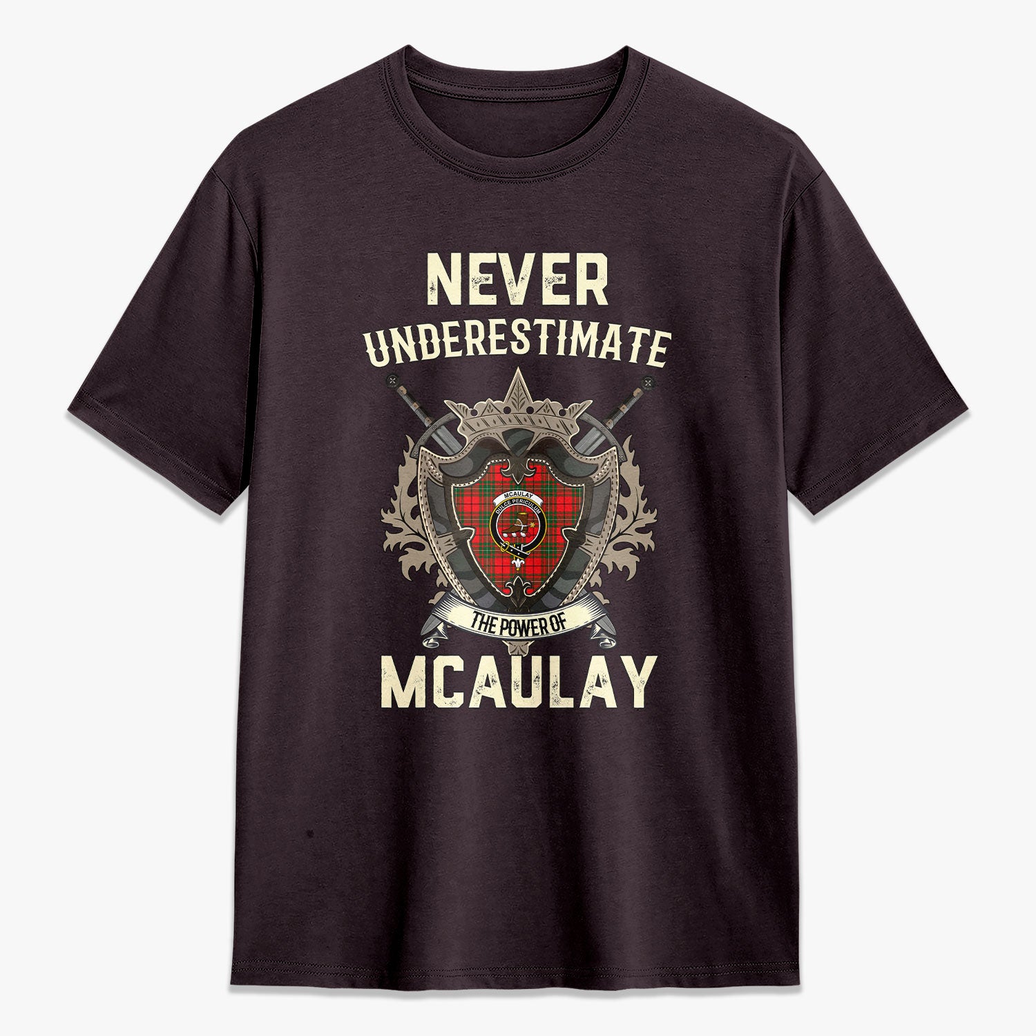 McAulay Modern Tartan Crest 2D T-shirt - Never Underestimate Style