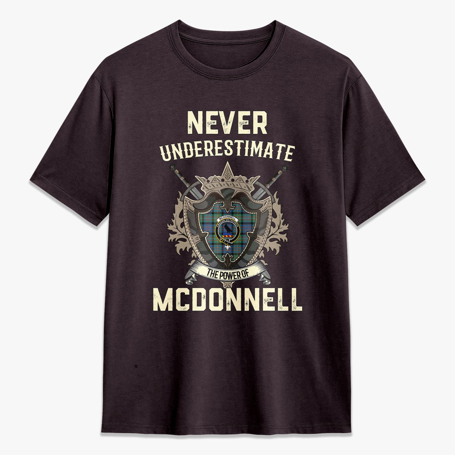 McDonnell of Glengarry Ancient Tartan Crest 2D T-shirt - Never Underestimate Style