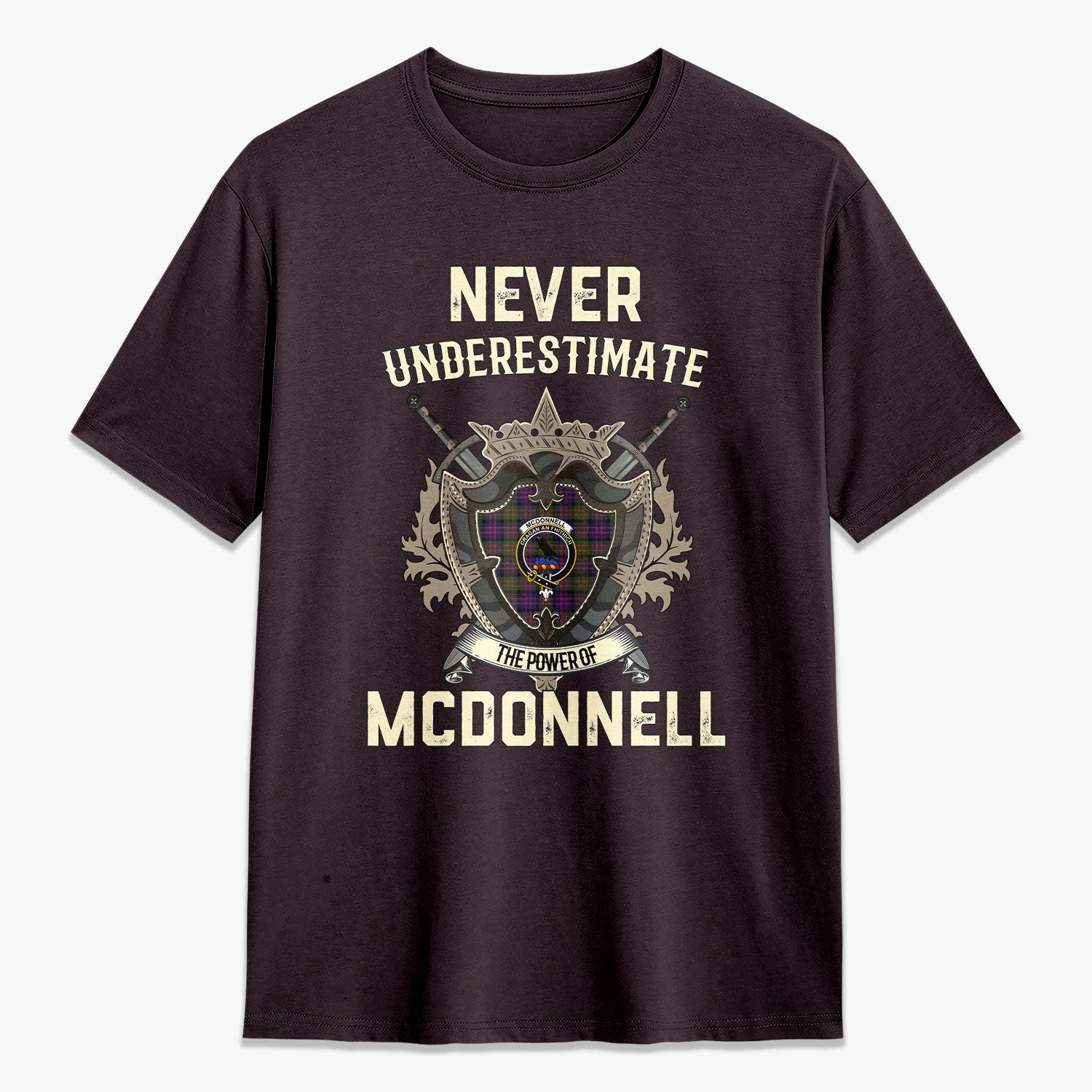McDonnell of Glengarry Modern Tartan Crest 2D T-shirt - Never Underestimate Style