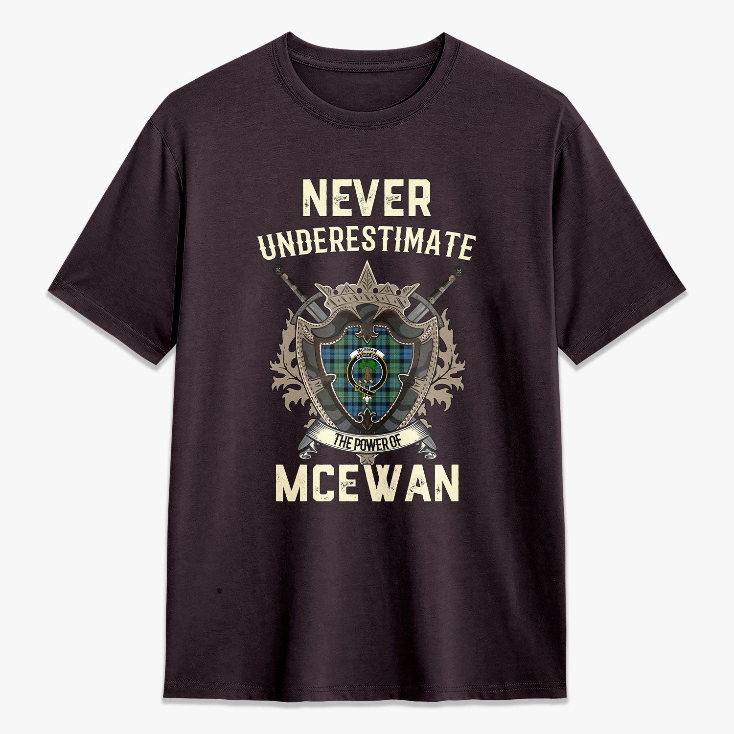 McEwan Ancient Tartan Crest 2D T-shirt - Never Underestimate Style