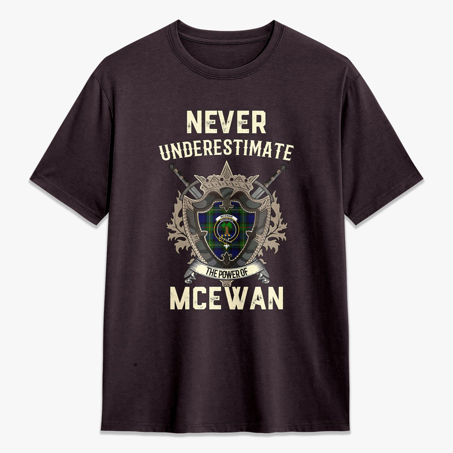 McEwan Modern Tartan Crest 2D T-shirt - Never Underestimate Style
