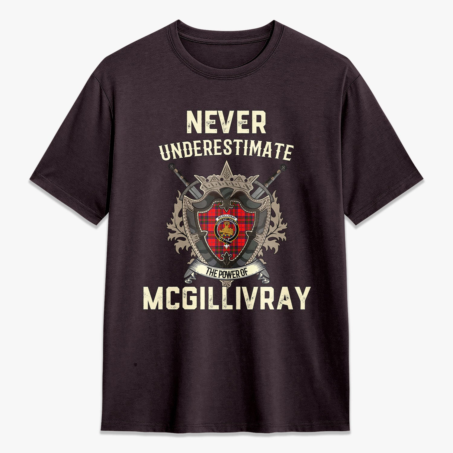 McGillivray Modern Tartan Crest 2D T-shirt - Never Underestimate Style