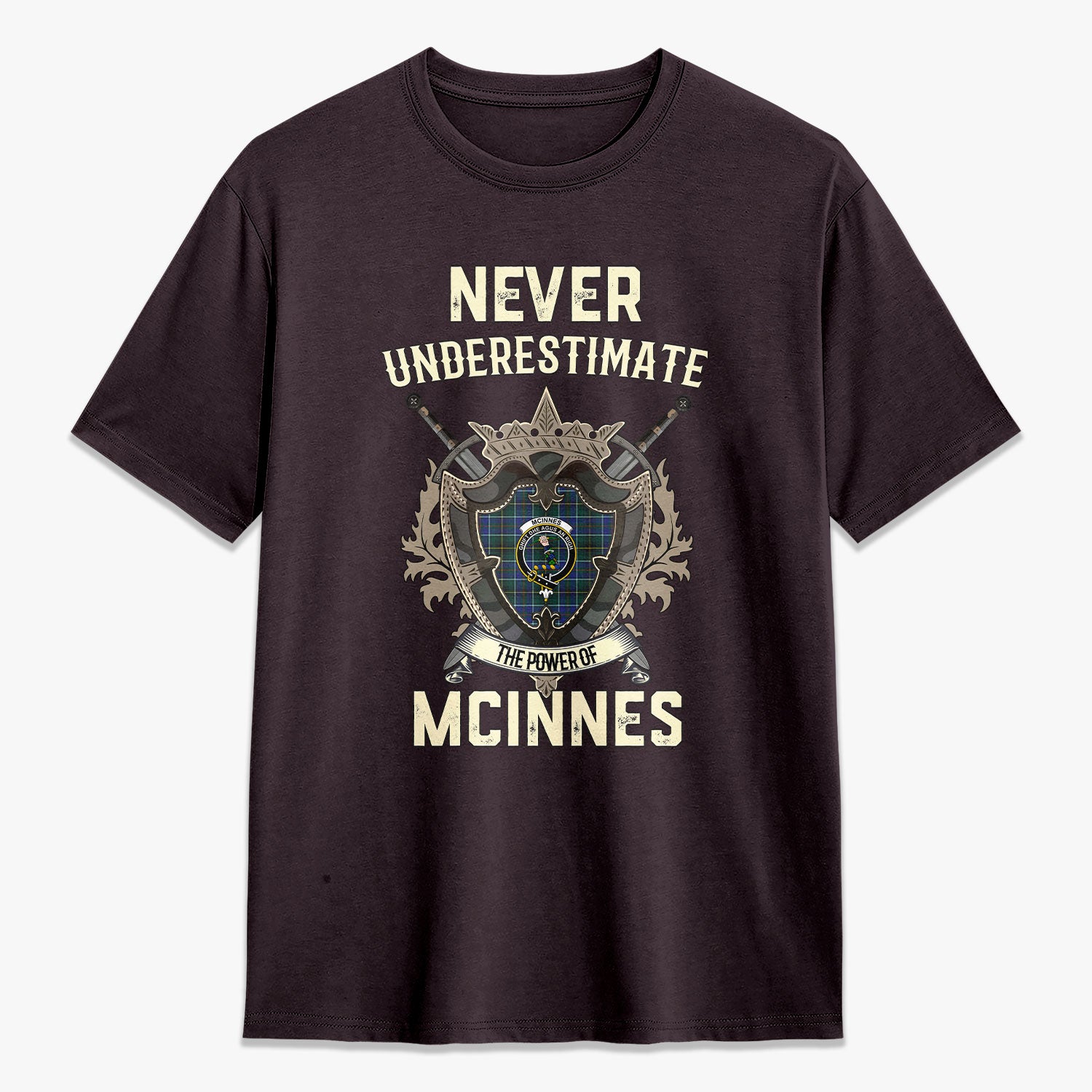 McInnes Modern Tartan Crest 2D T-shirt - Never Underestimate Style