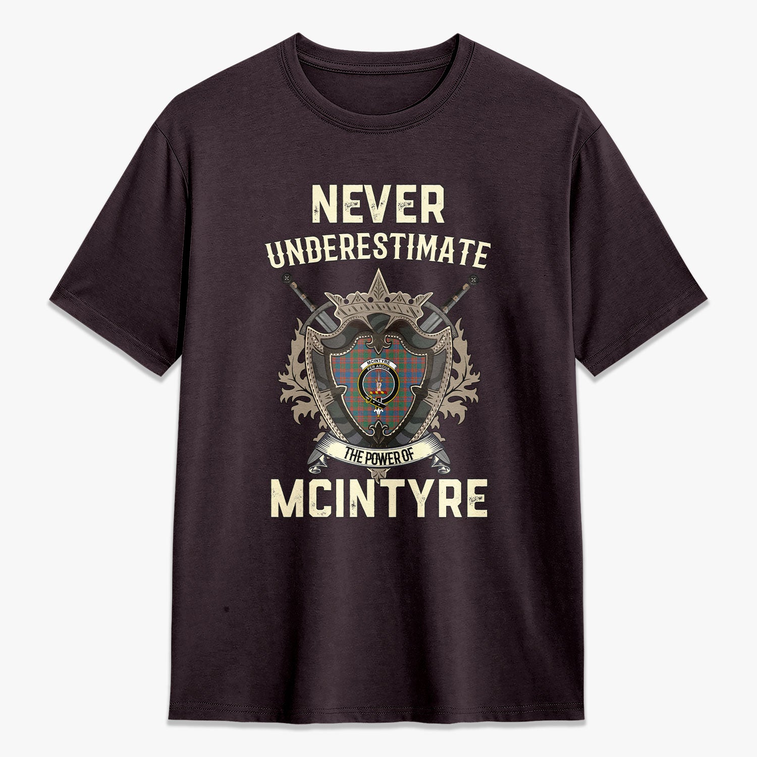McIntyre Ancient Tartan Crest 2D T-shirt - Never Underestimate Style