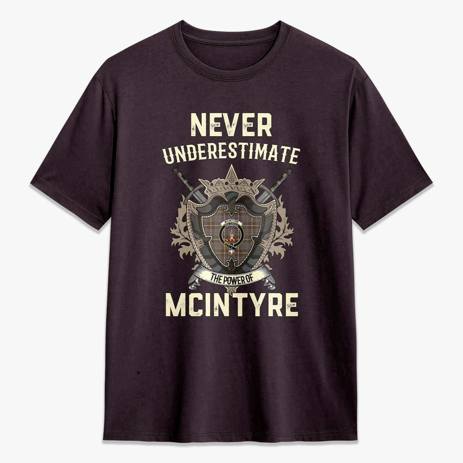McIntyre Hunting Weathered Tartan Crest 2D T-shirt - Never Underestimate Style