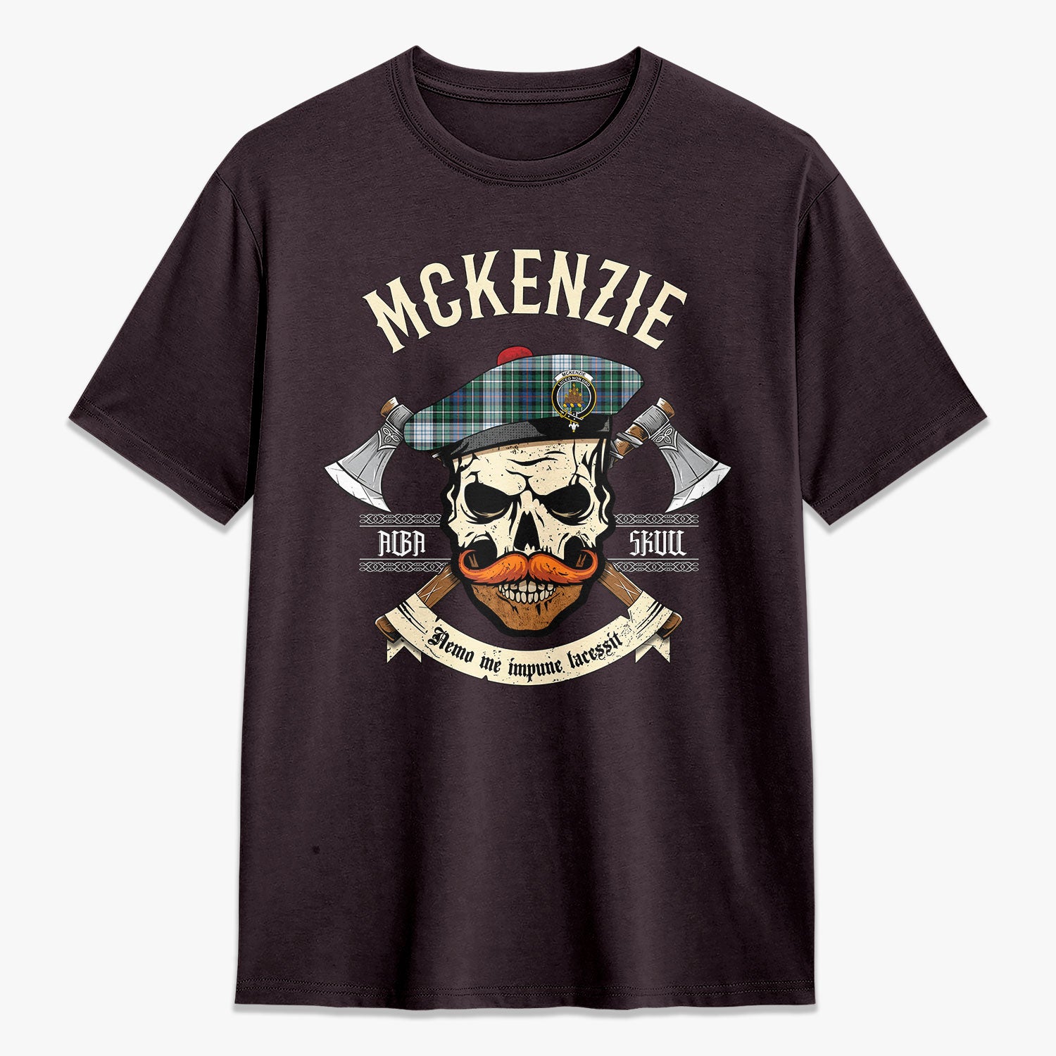 McKenzie Dress Ancient Tartan Crest 2D T-shirt - Alba Skull Style