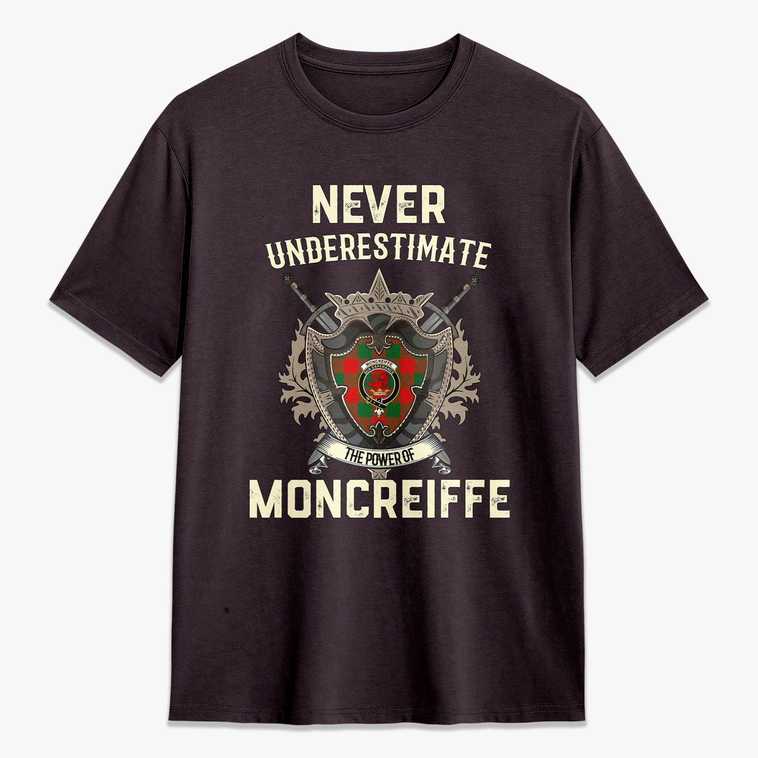 Moncreiffe (or Moncreiff) Tartan Crest 2D T-shirt - Never Underestimate Style