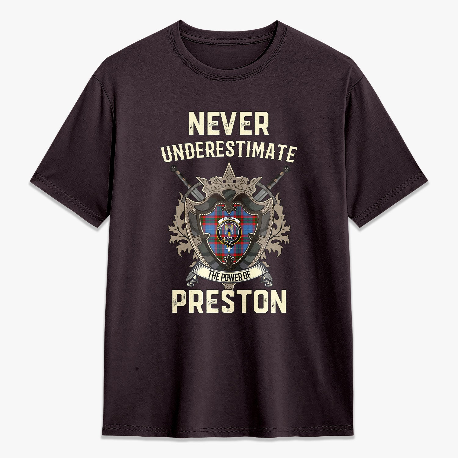 Preston Tartan Crest 2D T-shirt - Never Underestimate Style