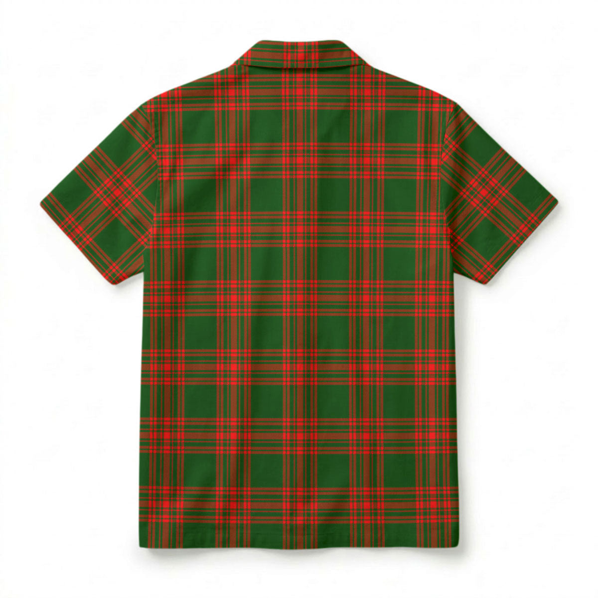 Menzies Green Modern Tartan Crest Hawaiian Shirt