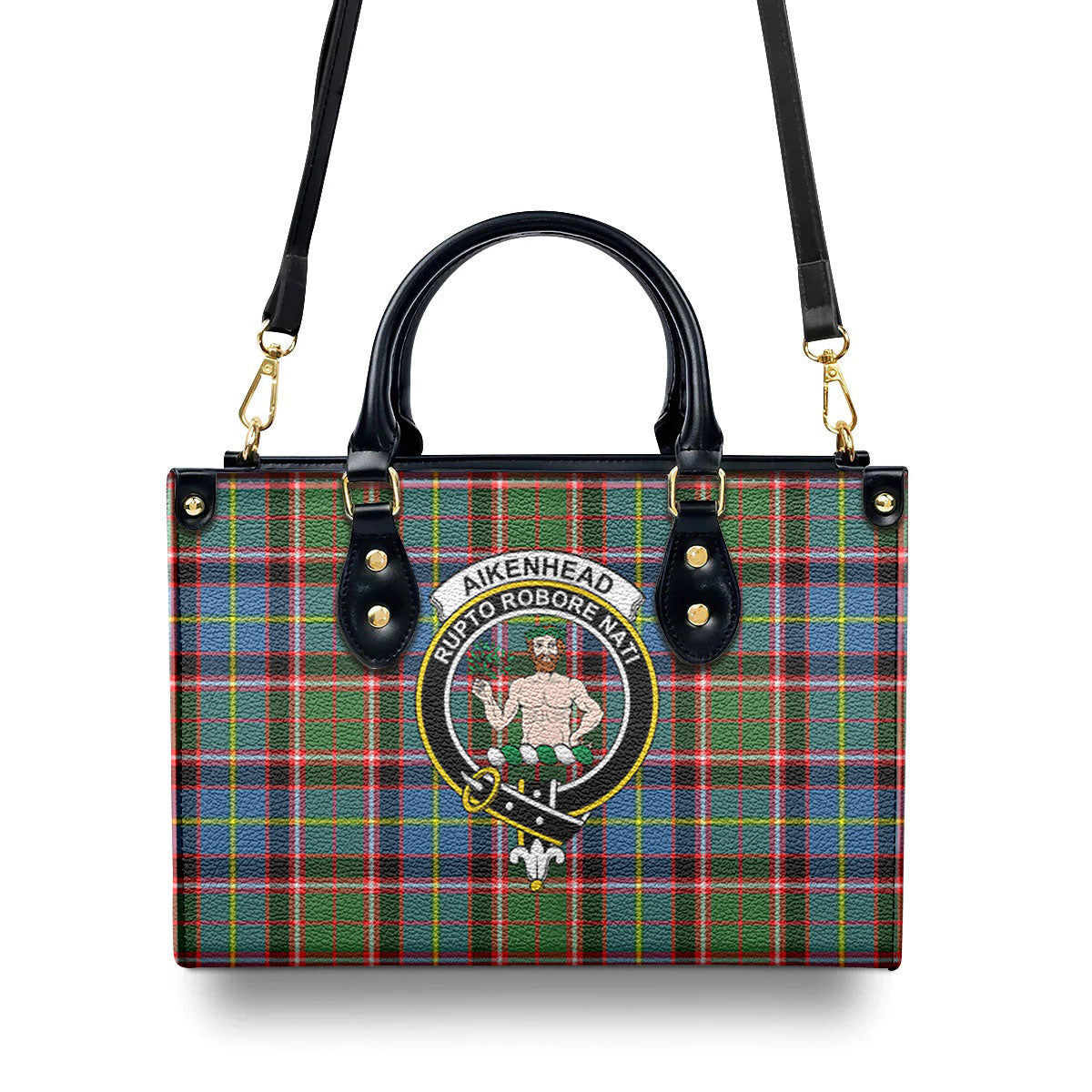 Aikenhead Tartan Crest Leather Handbag