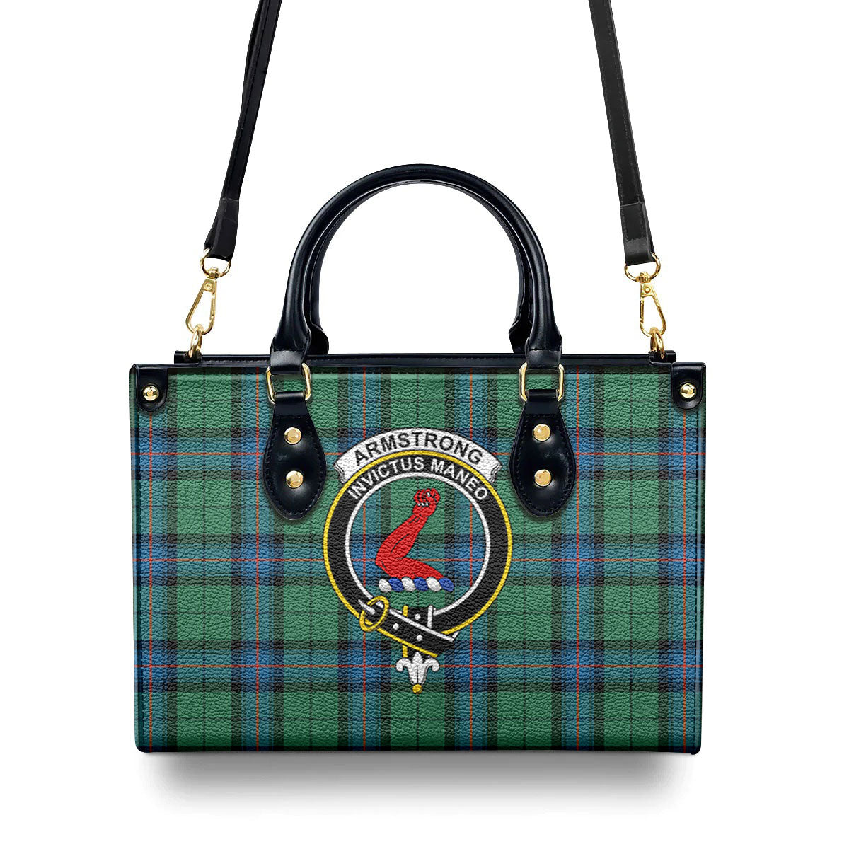 Armstrong Ancient Tartan Crest Leather Handbag