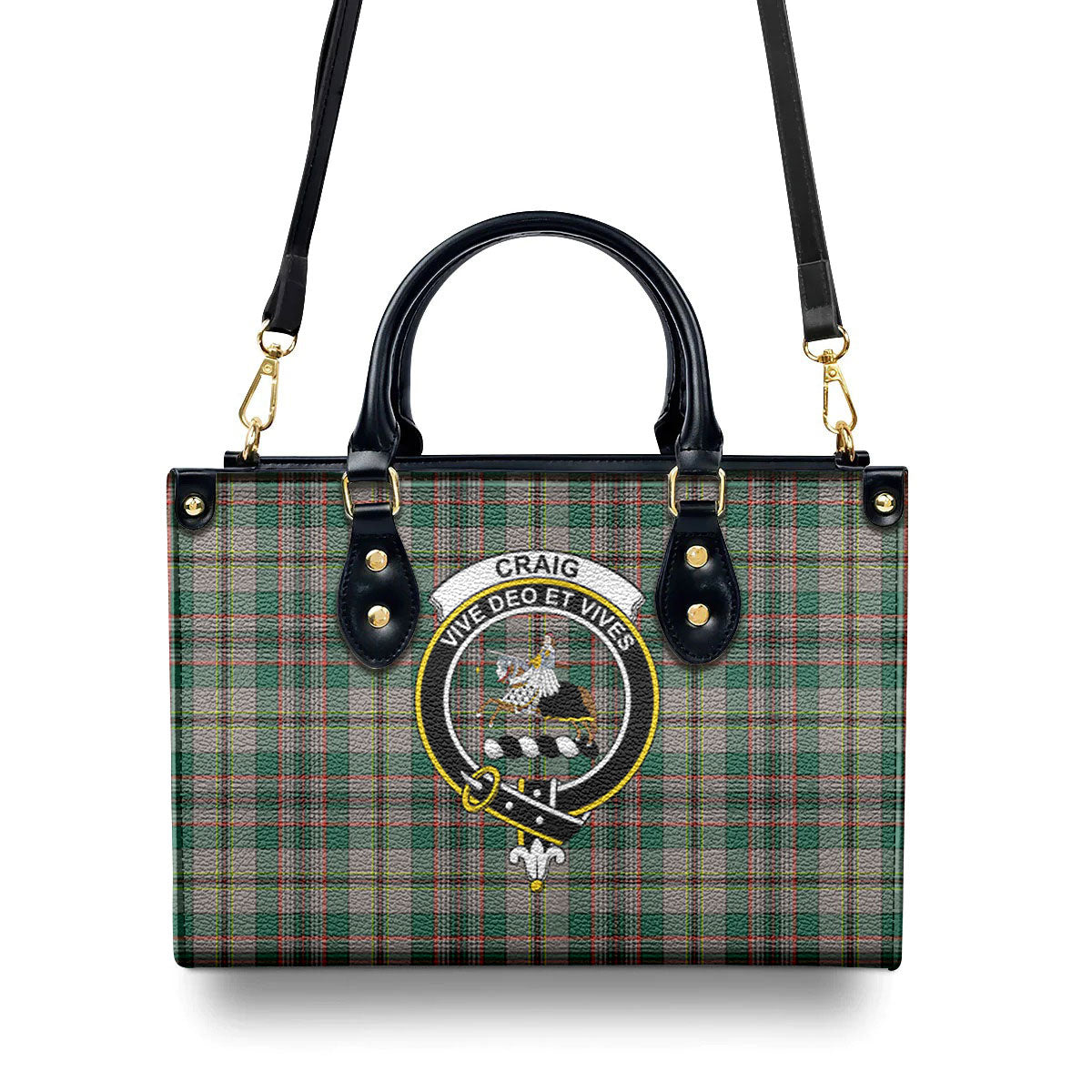 Craig Ancient Tartan Crest Leather Handbag