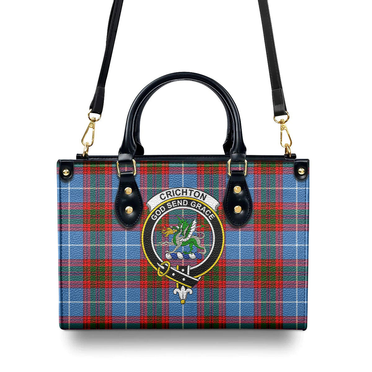 Crichton Tartan Crest Leather Handbag