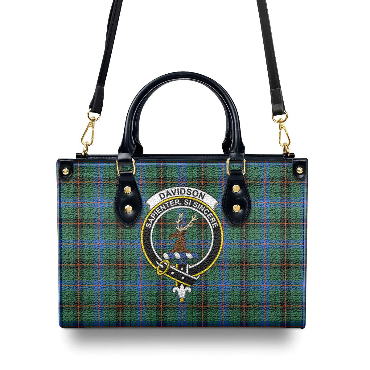 Davidson Ancient Tartan Crest Leather Handbag