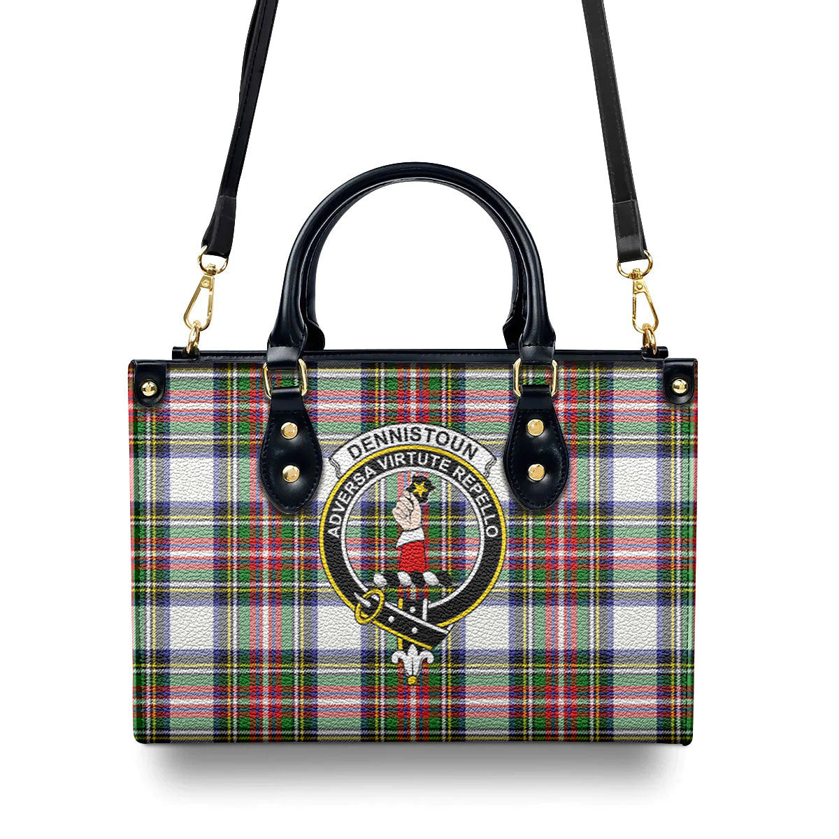 Dennistoun Tartan Crest Leather Handbag