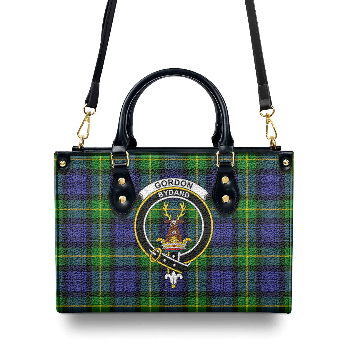 Gordon Modern Tartan Crest Leather Handbag