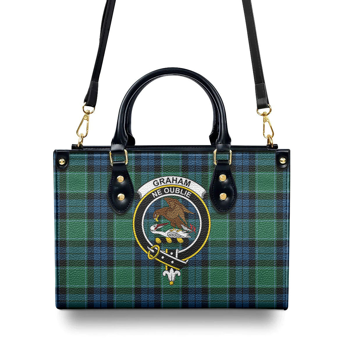 Graham of Menteith Ancient Tartan Crest Leather Handbag