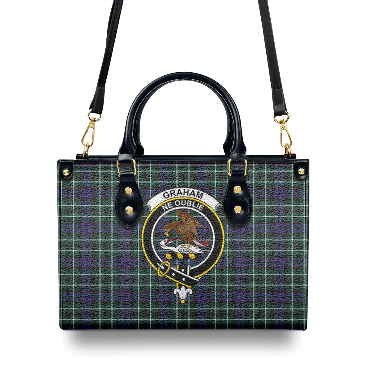 Graham of Montrose Modern Tartan Crest Leather Handbag