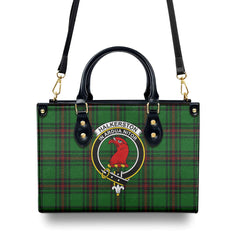 Halkerston Tartan Crest Leather Handbag