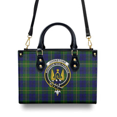 Johnstone Modern Tartan Crest Leather Handbag