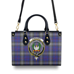 Kinnaird Tartan Crest Leather Handbag