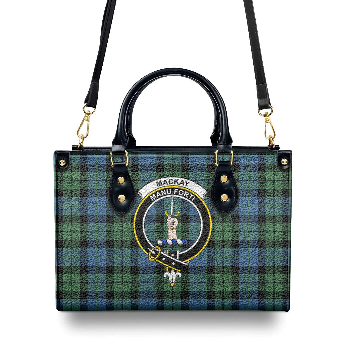 MacKay Ancient Tartan Crest Leather Handbag