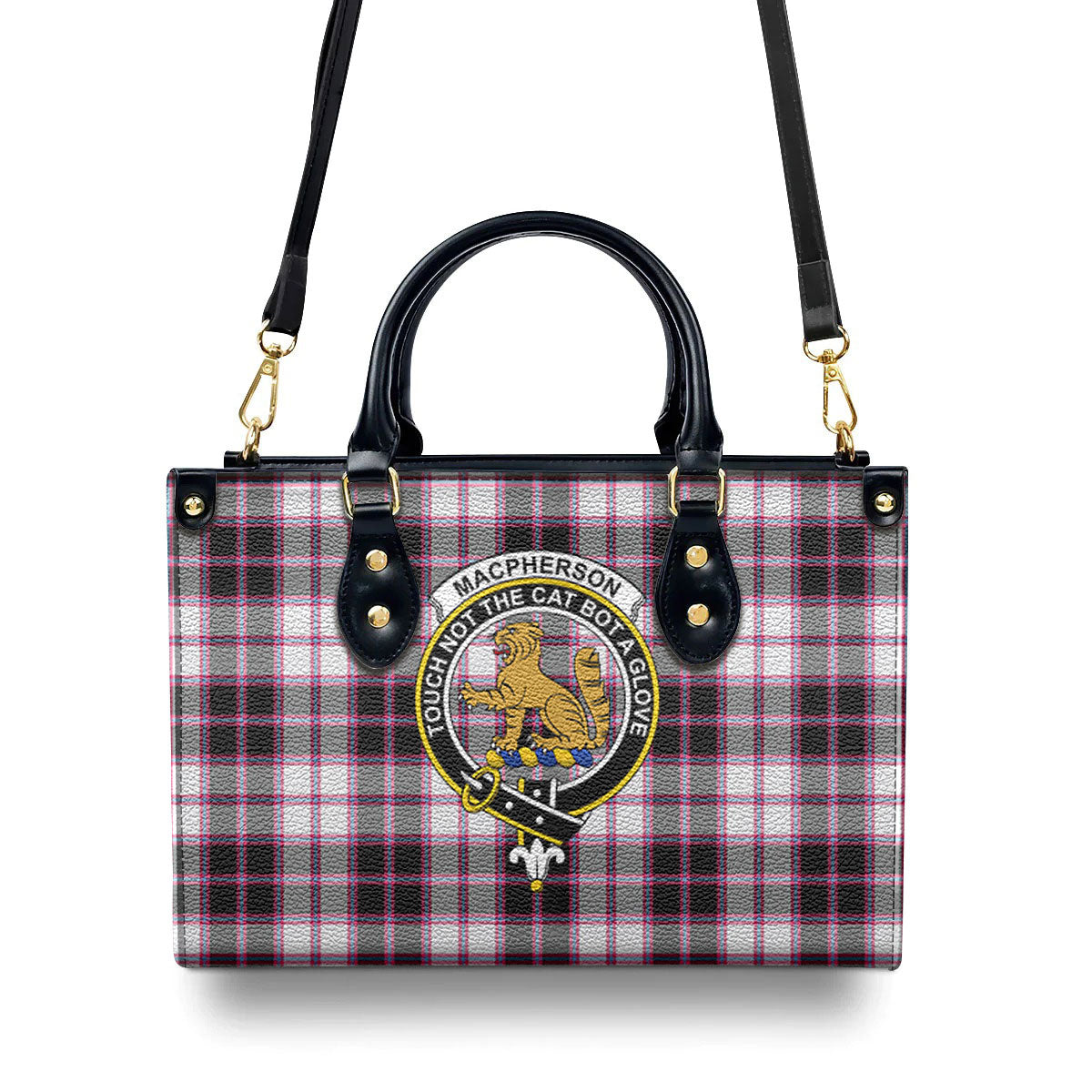 MacPherson Hunting Modern Tartan Crest Leather Handbag