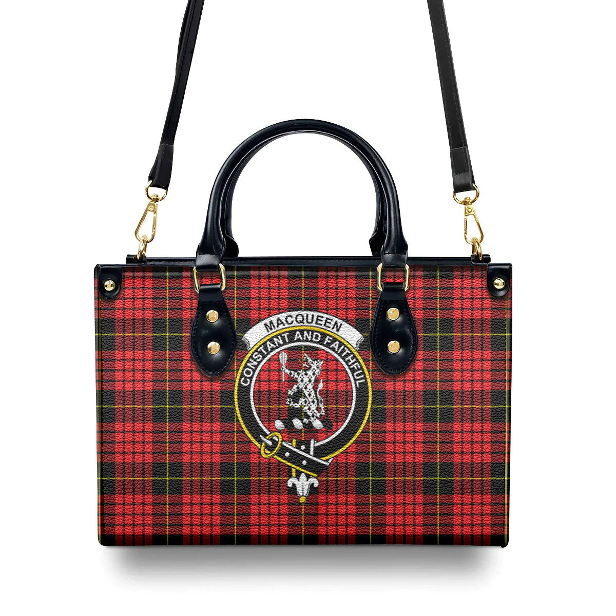 MacQueen Modern Tartan Crest Leather Handbag