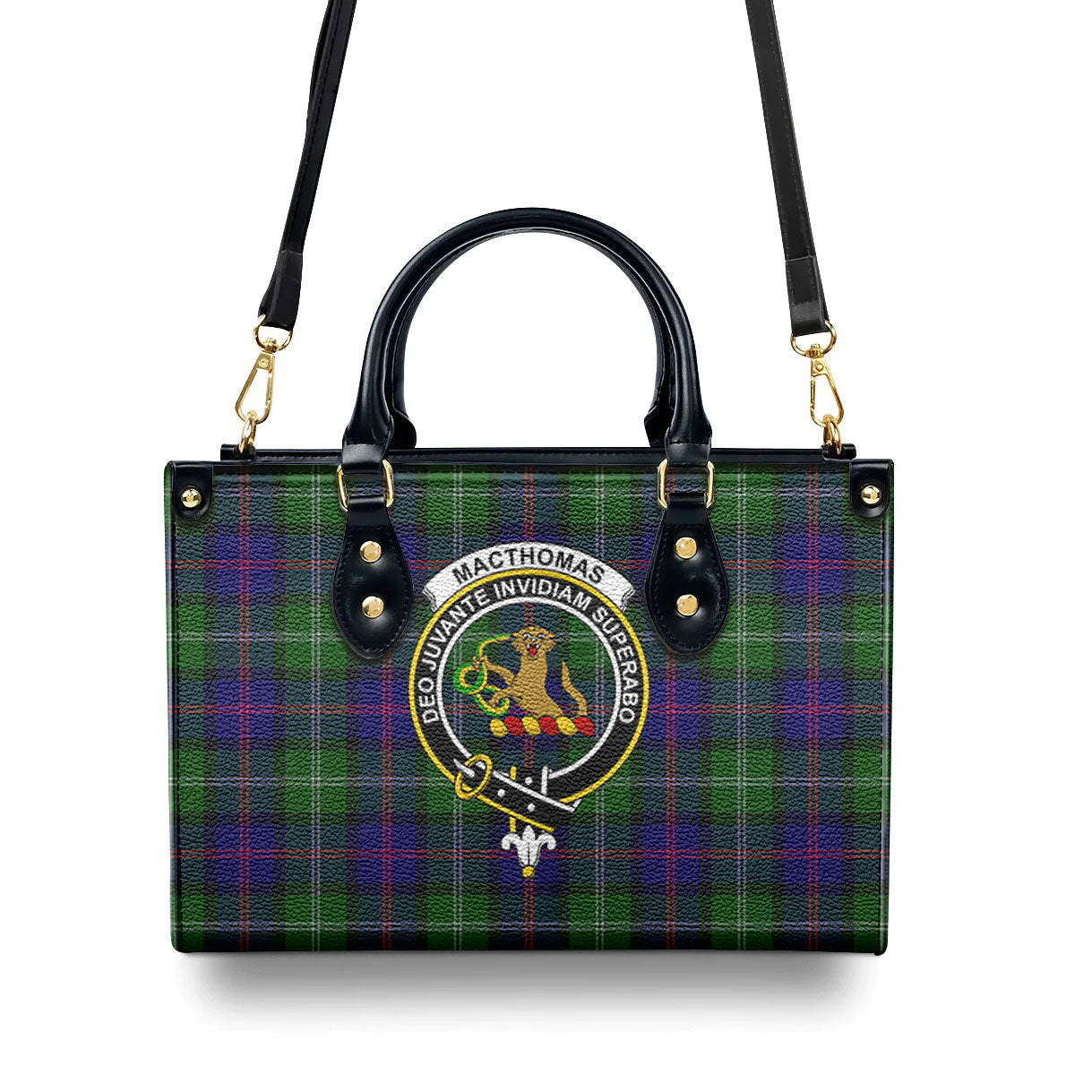 MacThomas Modern Tartan Crest Leather Handbag