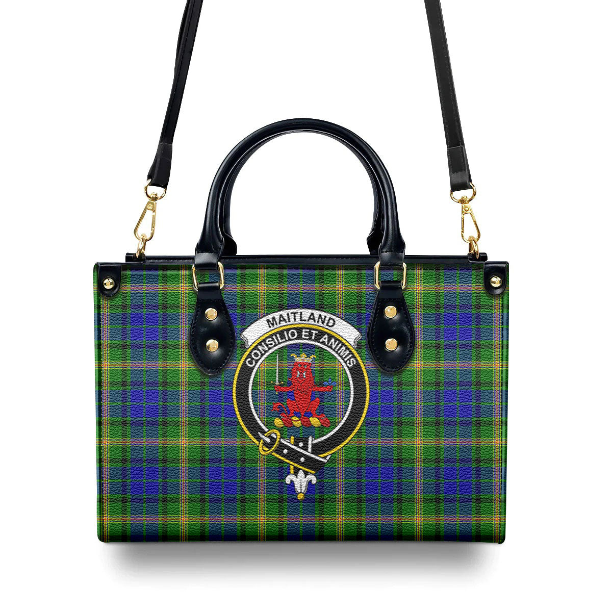 Maitland Tartan Crest Leather Handbag