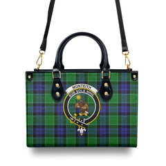 Monteith Tartan Crest Leather Handbag