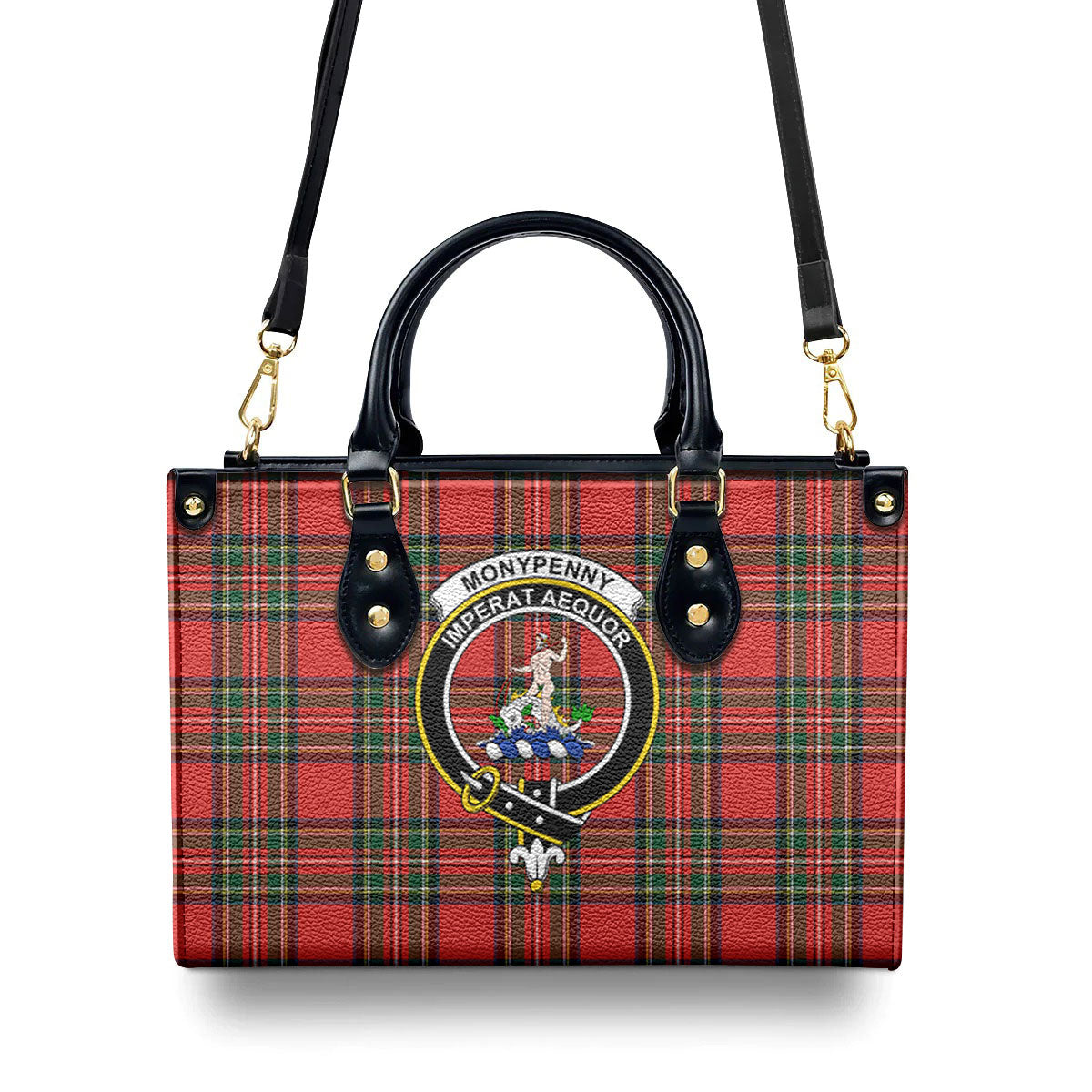 Monypenny Tartan Crest Leather Handbag