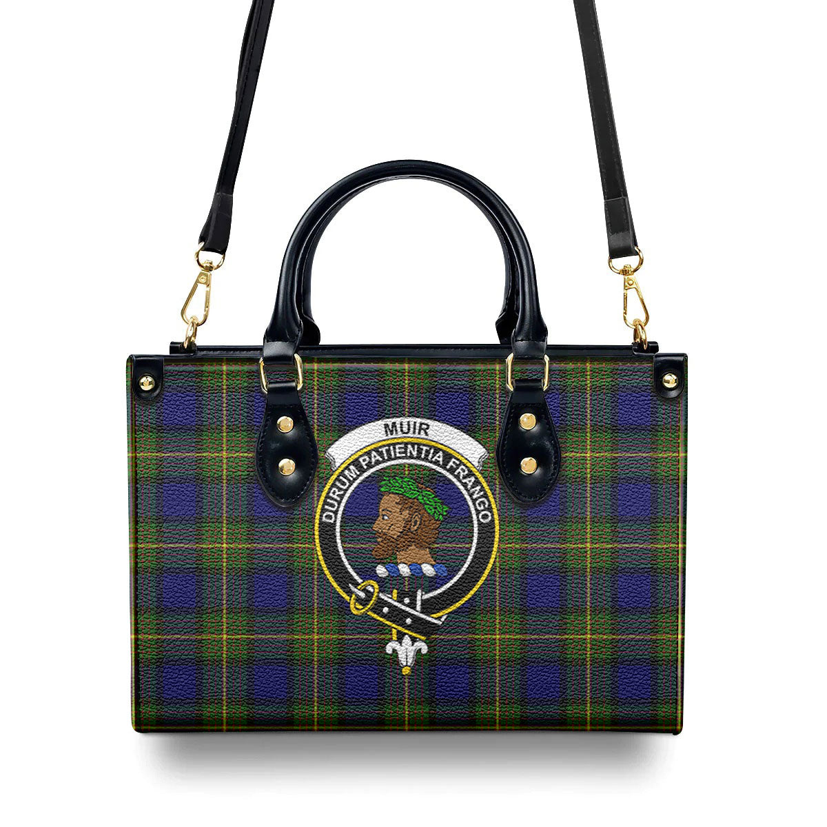 Muir Tartan Crest Leather Handbag