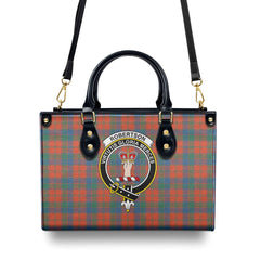 Robertson Ancient Tartan Crest Leather Handbag