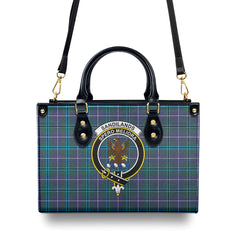 Sandilands Tartan Crest Leather Handbag