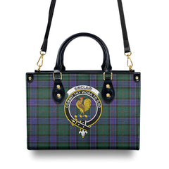 Sinclair Hunting Modern Tartan Crest Leather Handbag