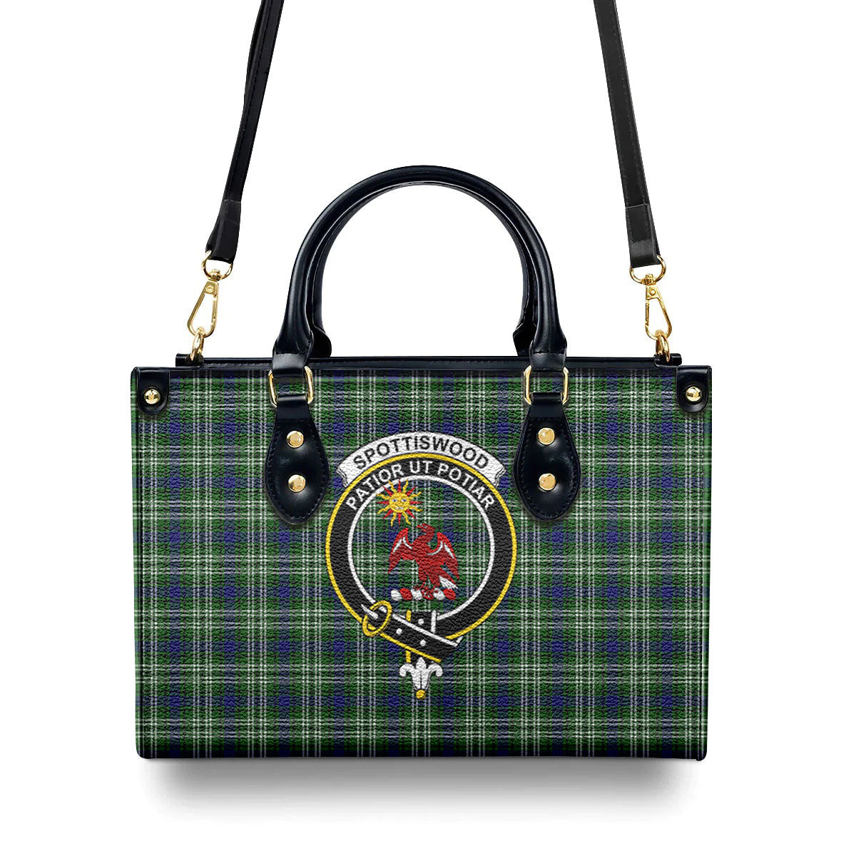 Spottiswood Tartan Crest Leather Handbag