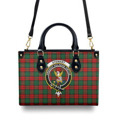 Stewart Atholl Modern Tartan Crest Leather Handbag