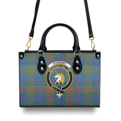 Stewart of Appin Hunting Ancient Tartan Crest Leather Handbag