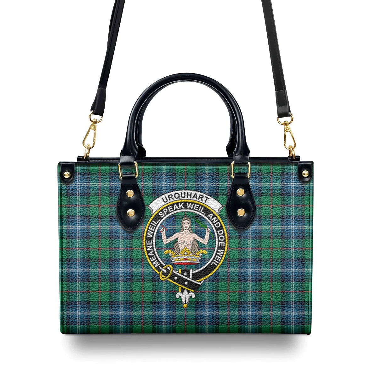 Urquhart Ancient Tartan Crest Leather Handbag