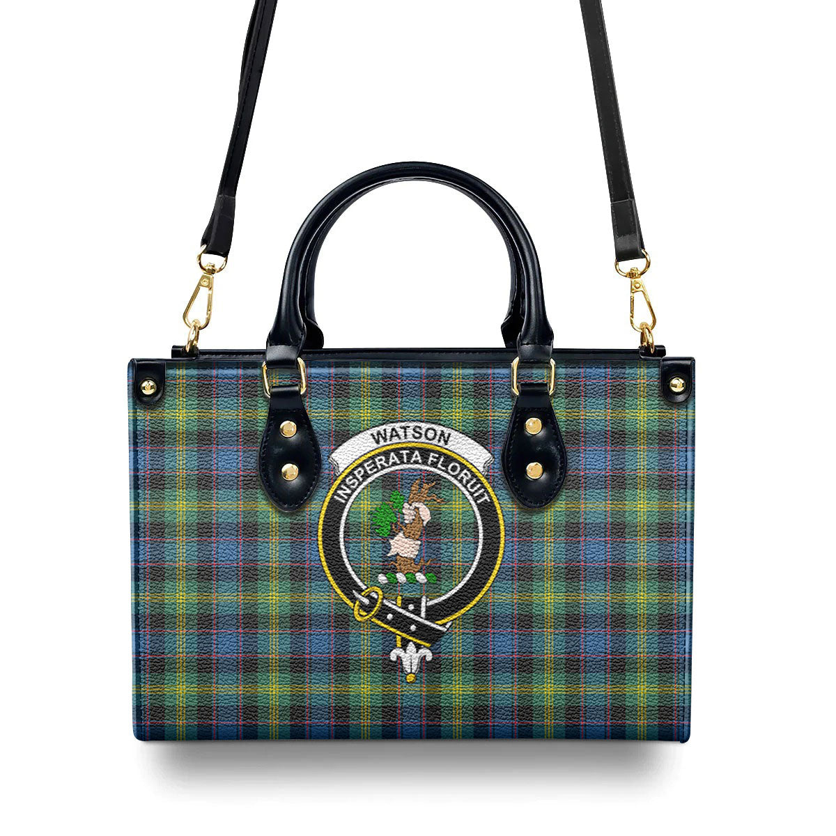 Watson Ancient Tartan Crest Leather Handbag