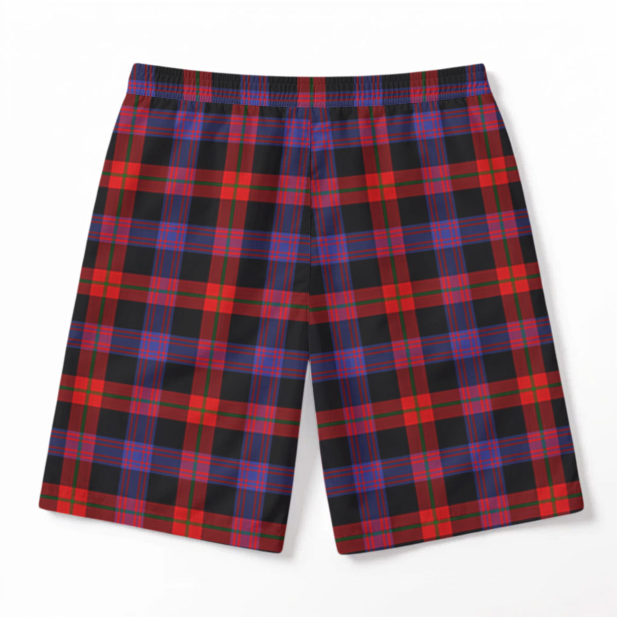 Broun Modern Tartan Crest Men's Beach Shorts
